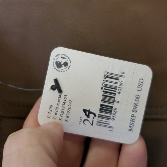 We the Free Spitfire Stacked Faux Leather Skinny Pants Wild Mustang Size 24 NWT - Picture 8 of 13